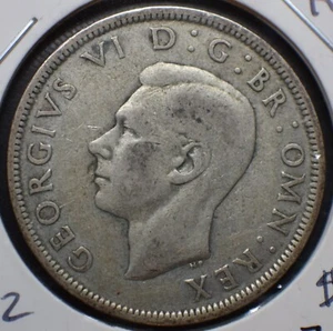 1943 George VI Half-Crown British Silver Coin - Picture 1 of 2