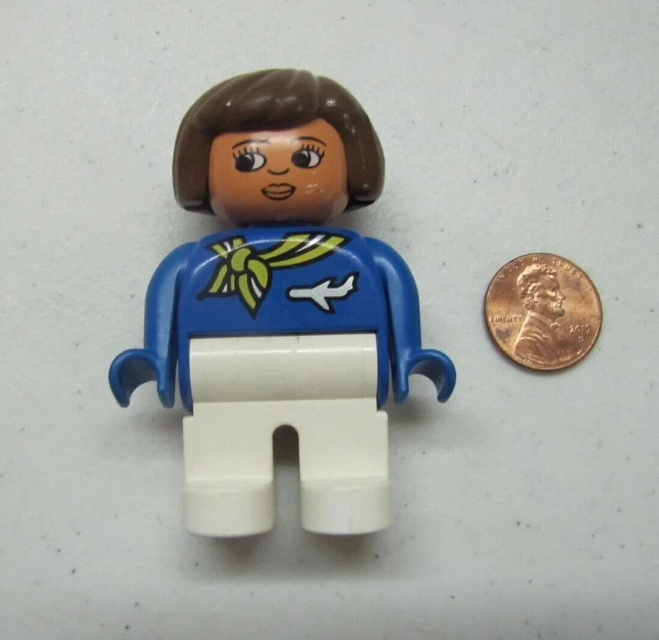 Lego Duplo Woman Lady Airplane Stewardess Flight Attendant 2.5" Figure Vtg. #2 - Image 1 of 3
