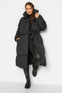 New Women Black Oversize Quilt Long Wrap Front Duvet Puffer Coat&Belt .UK S M L - Picture 1 of 4