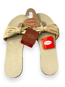 Havaianas You St. Tropez Classic Sandals Flip Flops Beige Women's 7/8 - Picture 1 of 7