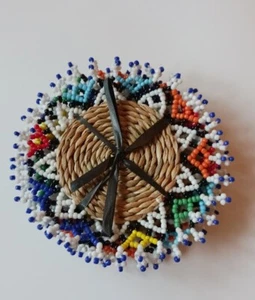 Four South African Beautifully Beaded Coasters - Picture 1 of 5