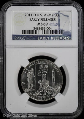 2011-D 50C United States Army Commem Half Dollar NGC MS 69 | Early Releases - Image 1 of 4