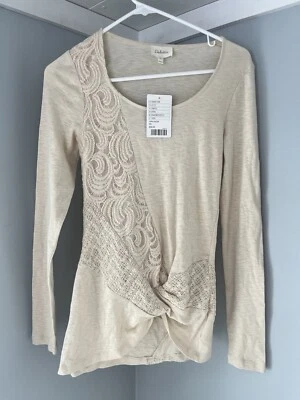 Camisa Anthropologie Deletta para mujer XS marfil manga larga Foto 1 de 4