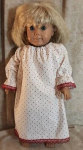 Doll Clothes Made 2 Fit American Girl 18" inch Nightgown White w Red Dots Cotton - Picture 1 of 1