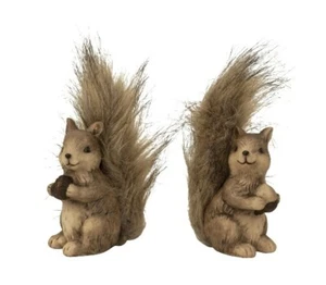 Eichhörnchen mit flauschigen Schwanz & Eichel in Hand h=10,3cm Set 2 Stück - Bild 1 von 5