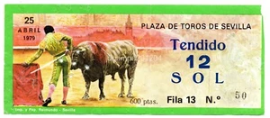 ENTRADA TOROS LA MAESTRANZA SEVILLA 25 ABRIL 1979 TENDIDO 12 SOL - FILA 13 Nº50 - Imagen 1 de 2