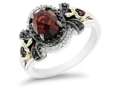 Rose 2.0Ct Oval Cut Red Garnet & Lab-Created Diamond Evil Queen Ring 925 Silver - Image 1 of 4