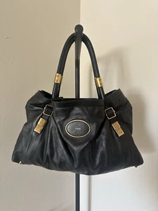 2009 Chloé Victoria Black Leather Tote Bag Purse Authentic - Picture 1 of 10