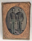 Antique Civil  War Era Tintype Photographic Studio Image Union Soldiers Brothers