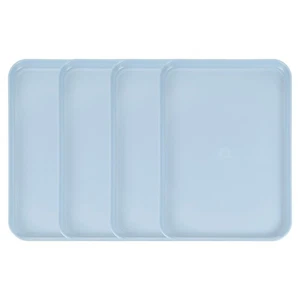 4 Stück Kunststoff Serviertablett, 12,2"x8,7" Rechteck Lebensmittel Cafeteria Tabletts, Hellblau - Bild 1 von 6