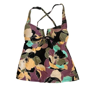 Salt + Cove Tankini Badeoberteil schwarz Blumenmuster Junior Größe XS neu mit Etikett - Bild 1 von 7