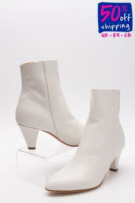 PVP €139 LA MODE Botines Cuero US7 UK4 EU37 Blanco Hecho en Italia Foto 1 de 4