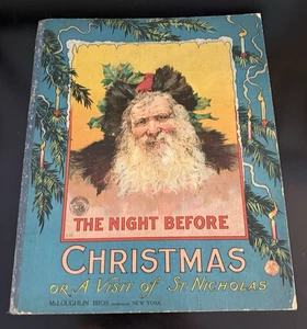 The Night Before Christmas McLoughlin 159 Hardboard Book Pictorial 1896 Antique - Picture 1 of 22