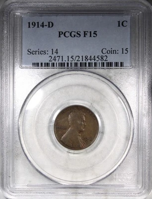 1914-D Lincoln Cent PCGS F15 Circulated KEY DATE 1C - Image 1 of 4