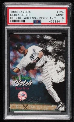 1998 Skybox Dugout Axcess 7th Inning Inside /50 Derek Jeter PSA 9 MINT Sketch - Image 1 of 2