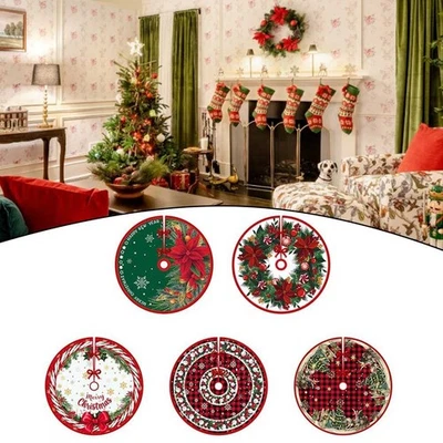 Polyester Christmas Tree Skirt with Cartoon Print for Holiday Season Decoration - Image 1 of 4