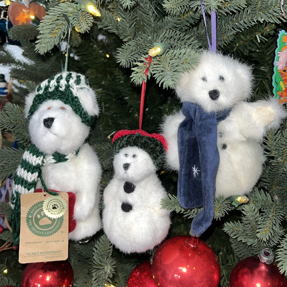 Boyds Bears Christmas Ornaments/flower Bears Lot Of 3 And 3 Free - Image 1 of 4