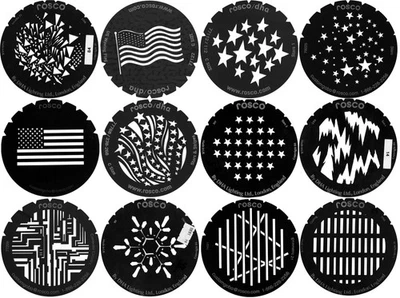 Gobos de acero inoxidable Rosco “C” tamaño 150 mm 6 pulgadas de diámetro grupo de 12 #3 Foto 1 de 2