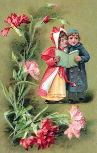 Two Girls And Flowers Postcard - Foto 1 di 2
