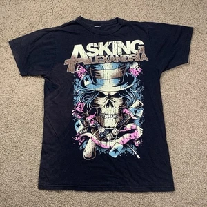 Asking Alexandria Mens Medium Black Short Sleeve Shirt Metal Rock Band Music Y2K - Picture 1 of 8