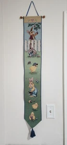 Hase Kaninchen, Küken Ostereier Stoff Flagge Dekor Banner 43"×6,5" Frühling Vintage - Bild 1 von 7