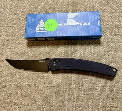 Navaja de Bolsillo SRM 9211GB Bloqueo de Eje Hoja Negra Delgada Caballero G10 EDC Foto 1 de 4