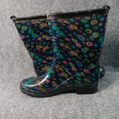 Женские дождевые сапоги Capelli New York размер США 8 ЕС 39 в горошек с круговым принтом водонепроницаемые - Изображение 1 из 4