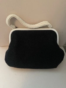Vintage Wendetasche Perlen schwarz-weiß Eleganz  - Bild 1 von 10