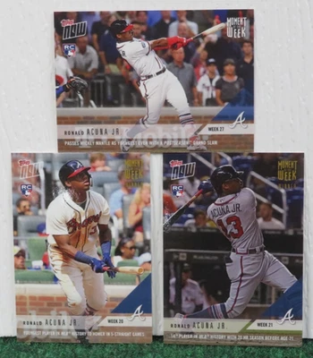 RONALD ACUNA Jr. - RC - 2018 Topps NOW - (Winner) #MOW-20W, MOW-21W. Plus MOW-27 - Image 1 of 4