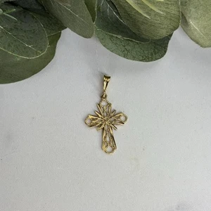 Colgante Cruz Dyadema Plata de Ley Oro Vermeil Corte Diamante - Imagen 1 de 13