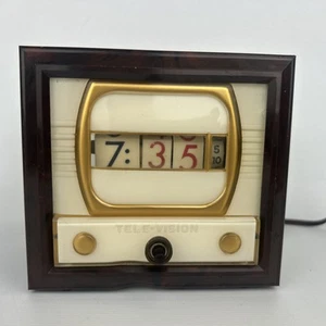 Vintage Numechron Fernsehuhr Flip Zahlen Tele-Vision MCM TV Licht - funktioniert - Bild 1 von 10