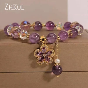 Exquisite Purple Crystal Beads Zircon Charm Bracelet for Women Trendy Jewelry - Picture 1 of 17