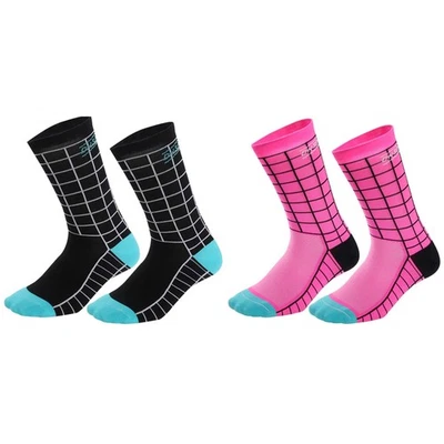 2 Pairs Cycling Socks Riding Bicycle Bike Sports Ankle Socks XC MTB Pink Black - Image 1 of 4