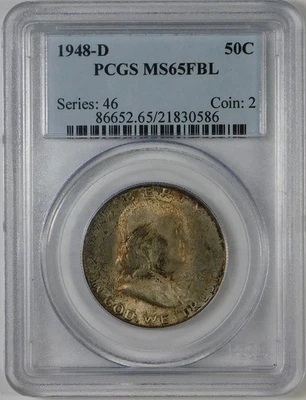 1948-D 50c Franklin Half Dollar Silver Coin PCGS MS65 FBL **Full Bell Lines** - Image 1 of 2