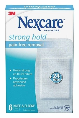 Vendajes adhesivos para piel sensible Nexcare sin dolor para rodilla y codo paquete de 6 quilates y 2 Foto 1 de 4