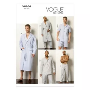 Vogue Sewing Pattern V8964 Men's Robe Top Shorts And Trousers Pyjamas - Picture 1 of 2