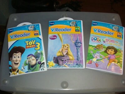 vTech V.Reader with 3 Used Cartridges & Case - Image 1 of 4