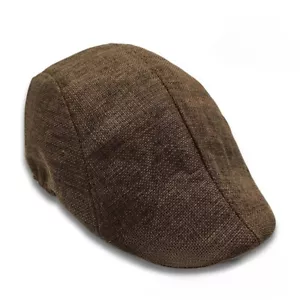 Solid Flax Gatsby Cap Mens Ivy Hat Golf Driving Summer Sun Flat Cabbie Newsboy - Picture 1 of 22