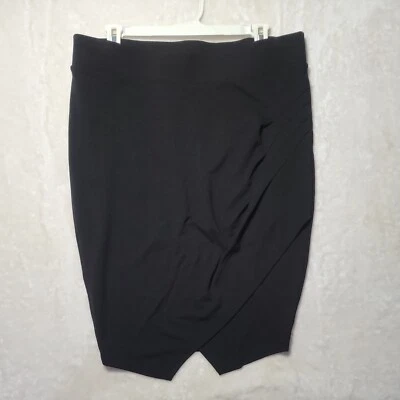 Torrid size 0 Woman's Black Pencil Skirt w/ Cross Over Hemline Stretch - Image 1 of 4
