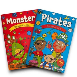 Kids Colouring Activity Book Children's Pirates Monster Sticker A4 - Pack of 2 - Imagen 1 de 13