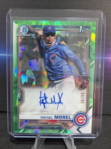 Rafael Morel 2021 Bowman Chrome Green Atomic Refractor Auto /99 Chicago Cubs