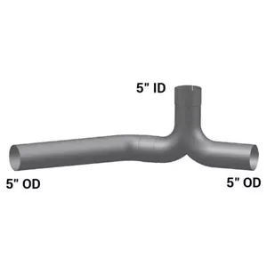 Tubo en Y de escape ID/OD de acero de 5 pulgadas para Peterbilt 359 - Imagen 1 de 2