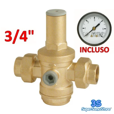 3S RIDUTTORE DI PRESSIONE PER ACQUA 3/4" F-F MANOMETRO INCLUSO - Immagine 1 di 2