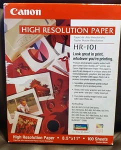 New Canon HR-101 High Resolution Paper, 8-1/2 x 11, White, 100 Sheets - Picture 1 of 2