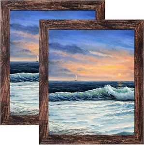 8X10 Picture Frame Brown for Wall Mounting or Tabletop Display, 2 Pack - Picture 1 of 11