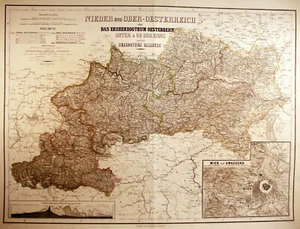 "El archiducado de Austria y Salzburgo" - grabado de V. Geyer a C. Gräf 1857 - Imagen 1 de 5
