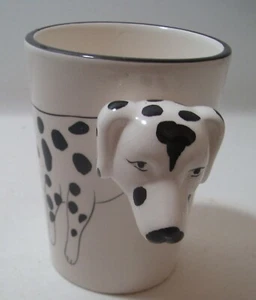 Taza de cerámica para perro dálmata cabeza extendida de perro que forma el mango única - Imagen 1 de 11