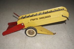 Structo Sand Loader 1960s Pressed Steel Yellow and Red 12" Vintage