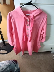 WOMENS SUSAN GRAVER BRUSH FRENCH TERRY HOODIE WITH SIDE POCKETS MELON COLOR SIZE - Picture 1 of 13