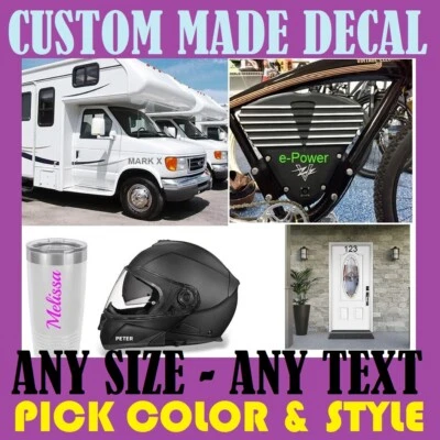 2M Custome MADE decal sign Name, 1" 2" 3" 4" 6" 8" 12" 18" 20" 24" 30" 36" 48" 60"